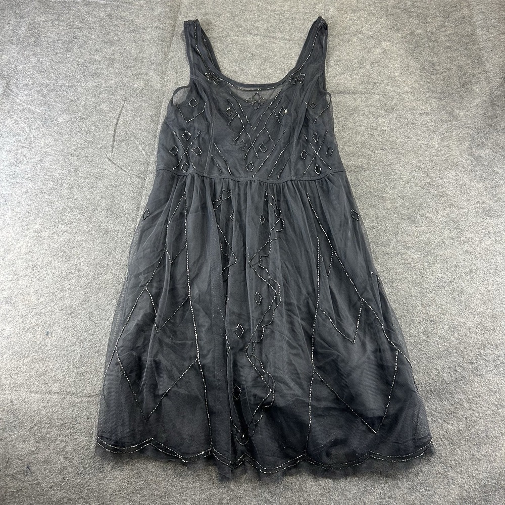 Abercrombie & Fitch Dress Small Beaded Overlay Mini Gray Formal Holiday Event